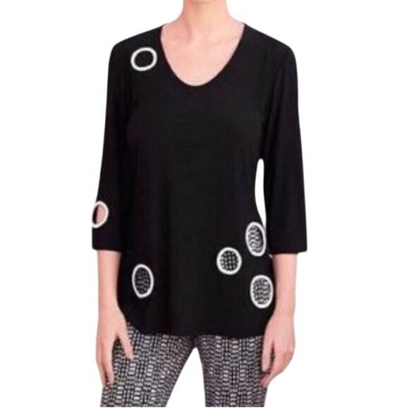 Joseph Ribkoff Designer Art To Wear Embroidered Circle Tunic Size 14 - Picture 1 of 6